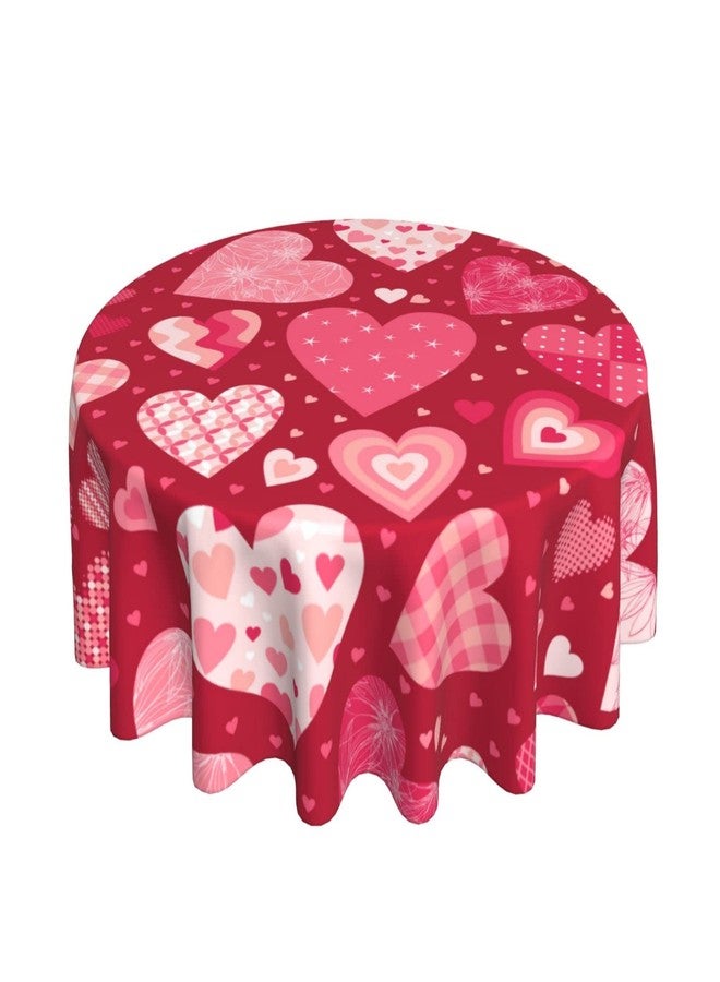 Sorktse Valenitine's Day Tablecloth Round 60 Inch Red Pink Hearts Table Cloth Love Table Cloths Waterproof Wrinkle Resistant Polyester Table Cover for Home/Kitchen/Dining Room/Party/Picnic - Image 1