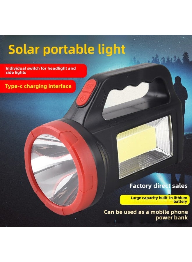 Multifunctional Outdoor Solar Portable Lamp Led Portable Strong Light Super Bright Searchlight Patrol Light Emergency Light-Color:2288 Silver All White - Image 2