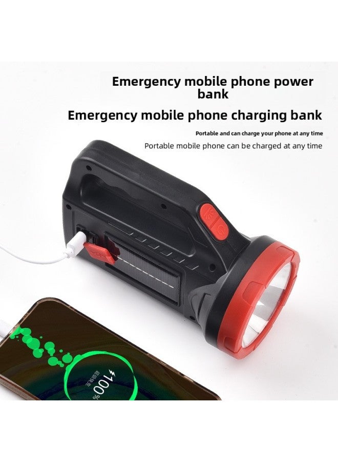 Multifunctional Outdoor Solar Portable Lamp Led Portable Strong Light Super Bright Searchlight Patrol Light Emergency Light-Color:2288 Silver All White - Image 5
