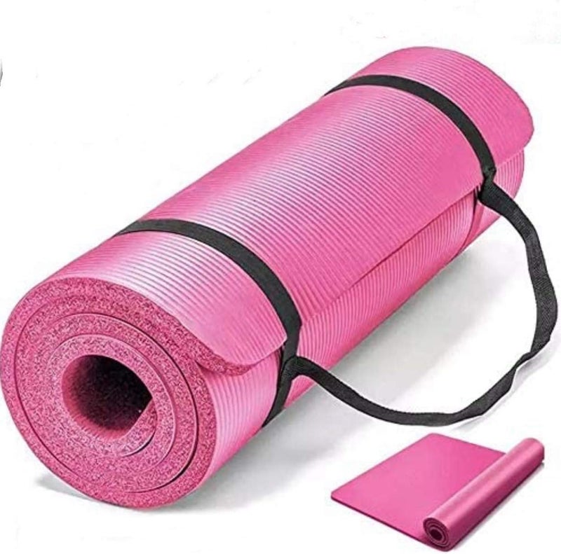 Non-Slip yoga mat 10mm thick NBR Gym home mat exercise mat sport mat-183 * 61cm-PINK