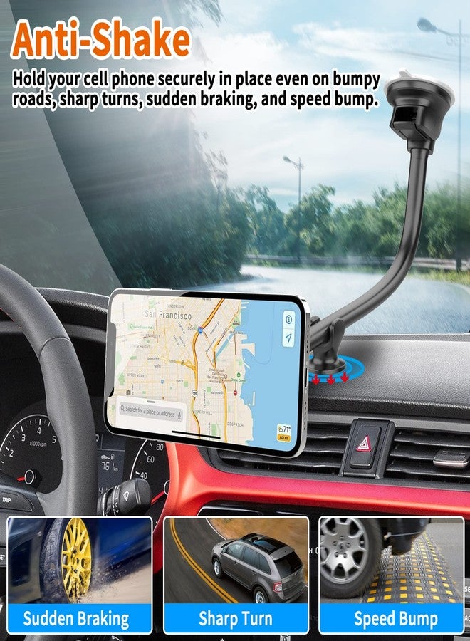 1Zero Magnetic Phone Car Mount 14-Inch Gooseneck Long Arm Extension, Universal Windshield Dashboard Industrial-Strength Suction Cup Car Phone Holder with 6 Strong Magnets, for All Cell Phones iPhone - Image 3
