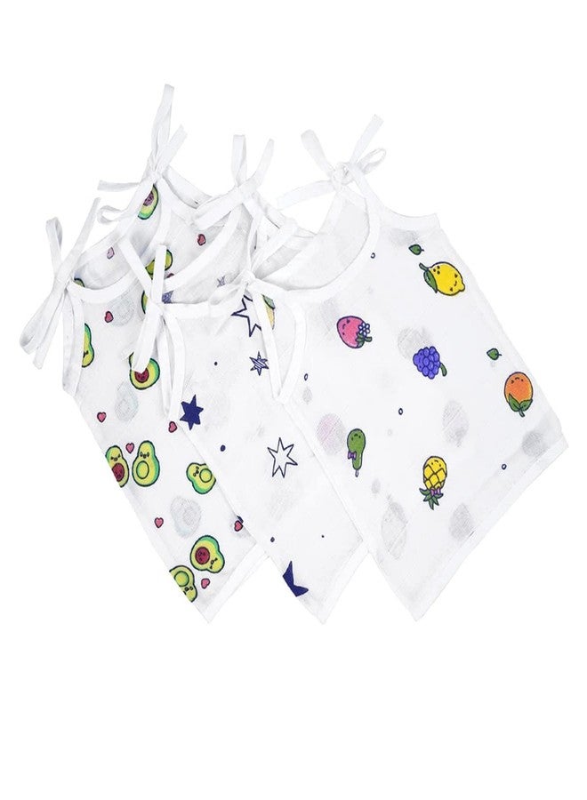 Fashtastic Cotton Muslin Dori Jabhla, Baby Vest, Sleeveless with Dori, Newborn Boys Girls Clothing (0-3 Months) (in, Alpha, XS, Regular, 3, White Printed) - Image 2