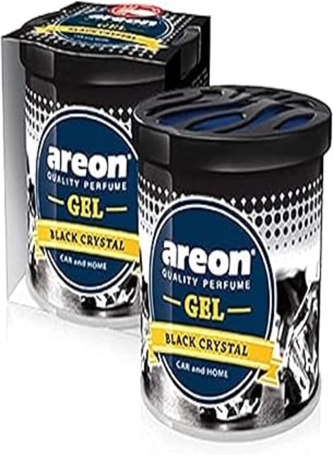 Areon gel freshener -gel scent phrase in a metal box in the form of a sweater - produced by the Bulgarian company Areon - with the smell of Black Crystal