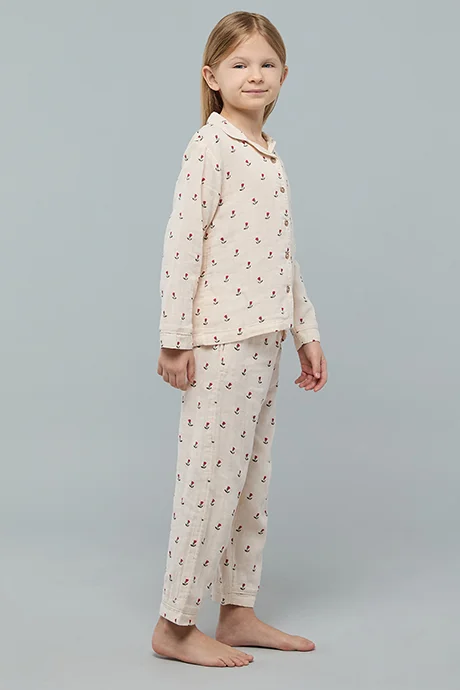 R&B Printed Lapel Collar Pyjama Set