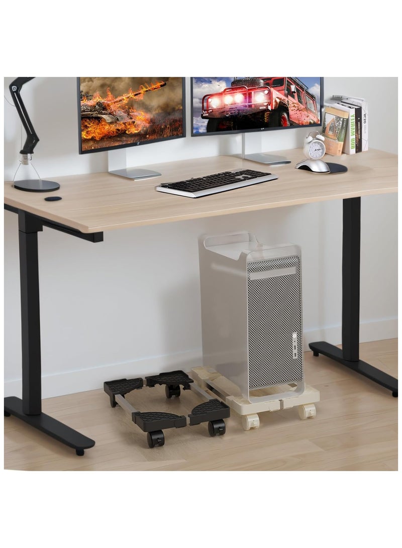 YelaJoy حامل وحدة المعالجة المركزية المحمول القابل للتعديل، حامل وحدة المعالجة المركزية لبرج الكمبيوتر مع عجلات دوارة، حامل أرضي للكمبيوتر، حامل كمبيوتر لبرج سطح المكتب يناسب معظم ملحقات مكاتب الألعاب (أبيض) - Image 3