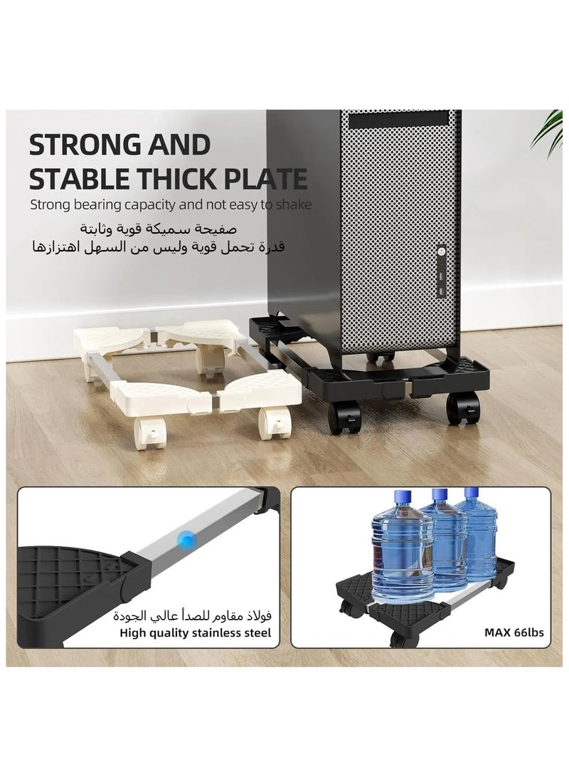 YelaJoy حامل وحدة المعالجة المركزية المحمول القابل للتعديل، حامل وحدة المعالجة المركزية لبرج الكمبيوتر مع عجلات دوارة، حامل أرضي للكمبيوتر، حامل كمبيوتر لبرج سطح المكتب يناسب معظم ملحقات مكاتب الألعاب (أبيض) - Image 5