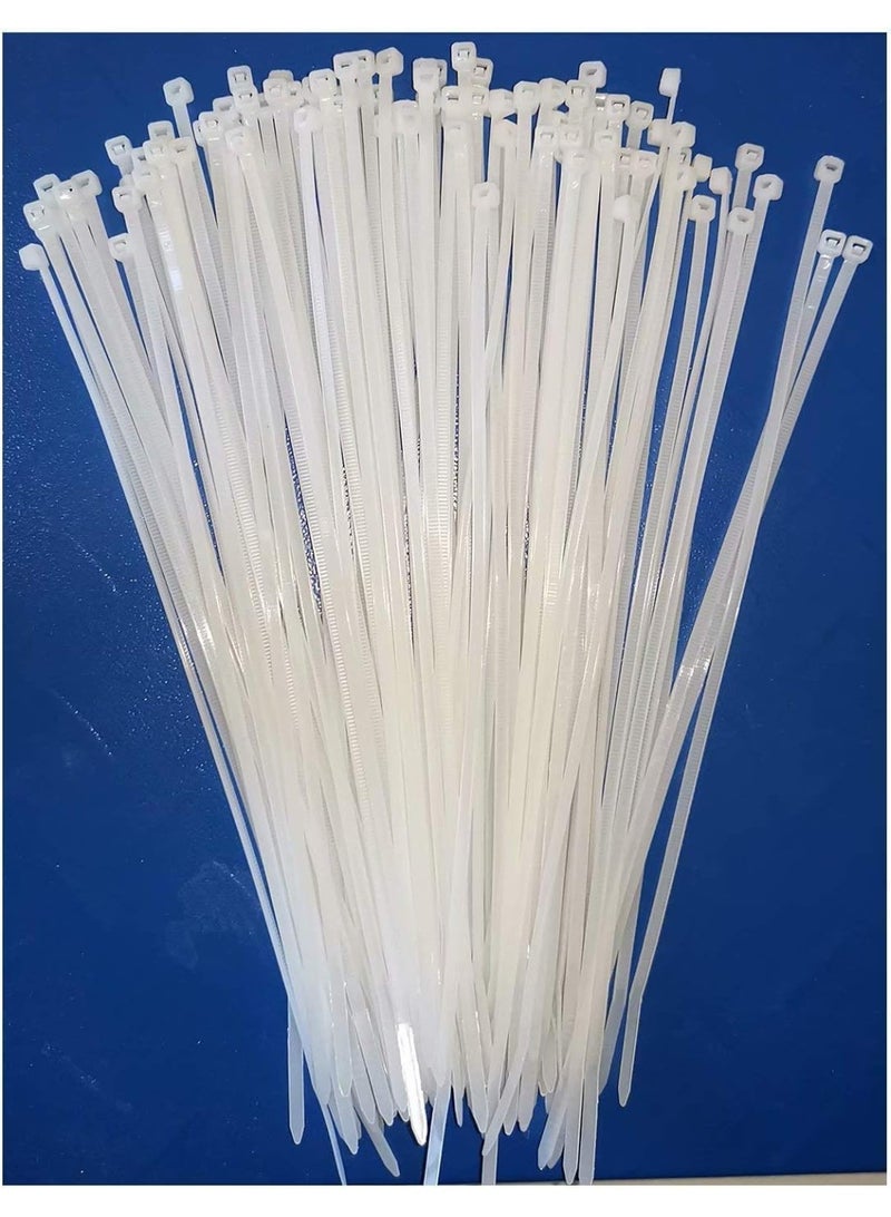 250mm Cable Ties White – 100 Pack Heavy Duty Zip Ties – Self-Locking Nylon Wire Wraps – 18kg Tensile Strength, Durable for Cable Management in Office, Home, Garage, Garden, or Outdoor Use  - Image 3