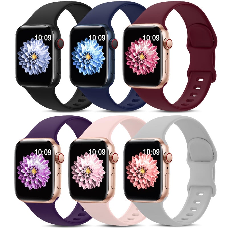 AMSKY 6 Pack Sport Bands Compatible with Apple Watch Band 38mm 40mm 41mm 42mm 44mm 45mm 49mm 46mm,Silicone Waterproof Strap for iWatch Apple Watch Series 11 10 9 Ultra 8 7 6 5 4 3 2 1 SE Women Men - Image 1