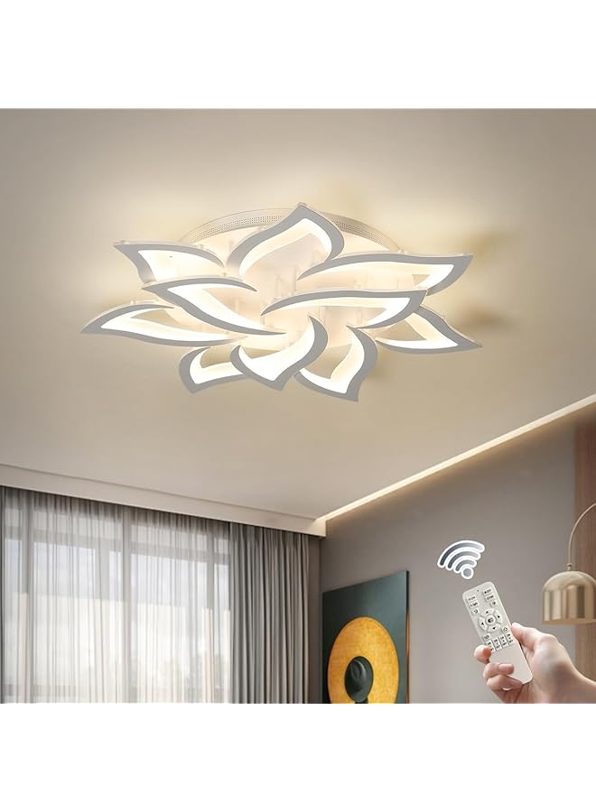 Garwarm Modern Ceiling Light 58W Dimmable Flush Mount Led Ceiling Lamp 4 Rings Acrylic Ceiling Chandelier For Living Room Dining Room Bedroom… 10 Petal White - Image 1