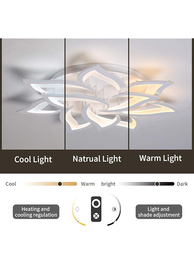 Garwarm Modern Ceiling Light 58W Dimmable Flush Mount Led Ceiling Lamp 4 Rings Acrylic Ceiling Chandelier For Living Room Dining Room Bedroom… 10 Petal White - Image 5