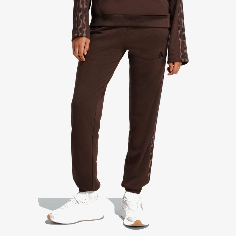 Adidas Seasonal Essentials Leopard Print French Terry Joggers with 3-Stripes - Image 2