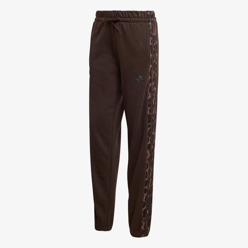 Adidas Seasonal Essentials Leopard Print French Terry Joggers with 3-Stripes - Image 1