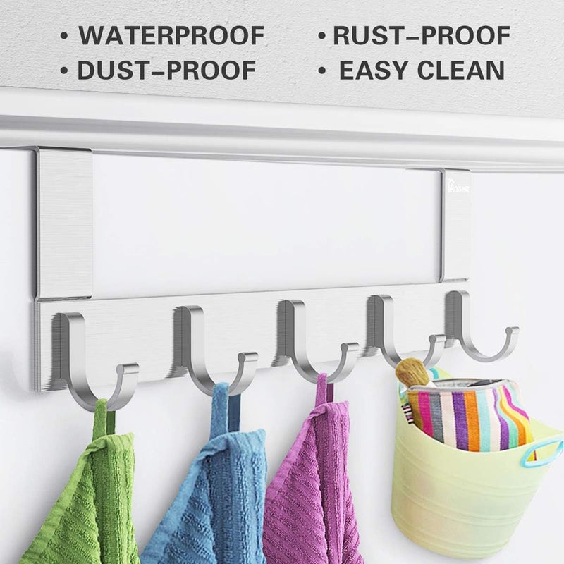Anjuer Daily universal pick Over The Door Hook Organizer Rack, Metal Coat Hanger Door 5 Hooks Hanger Global light sturdy raw material - Image 2