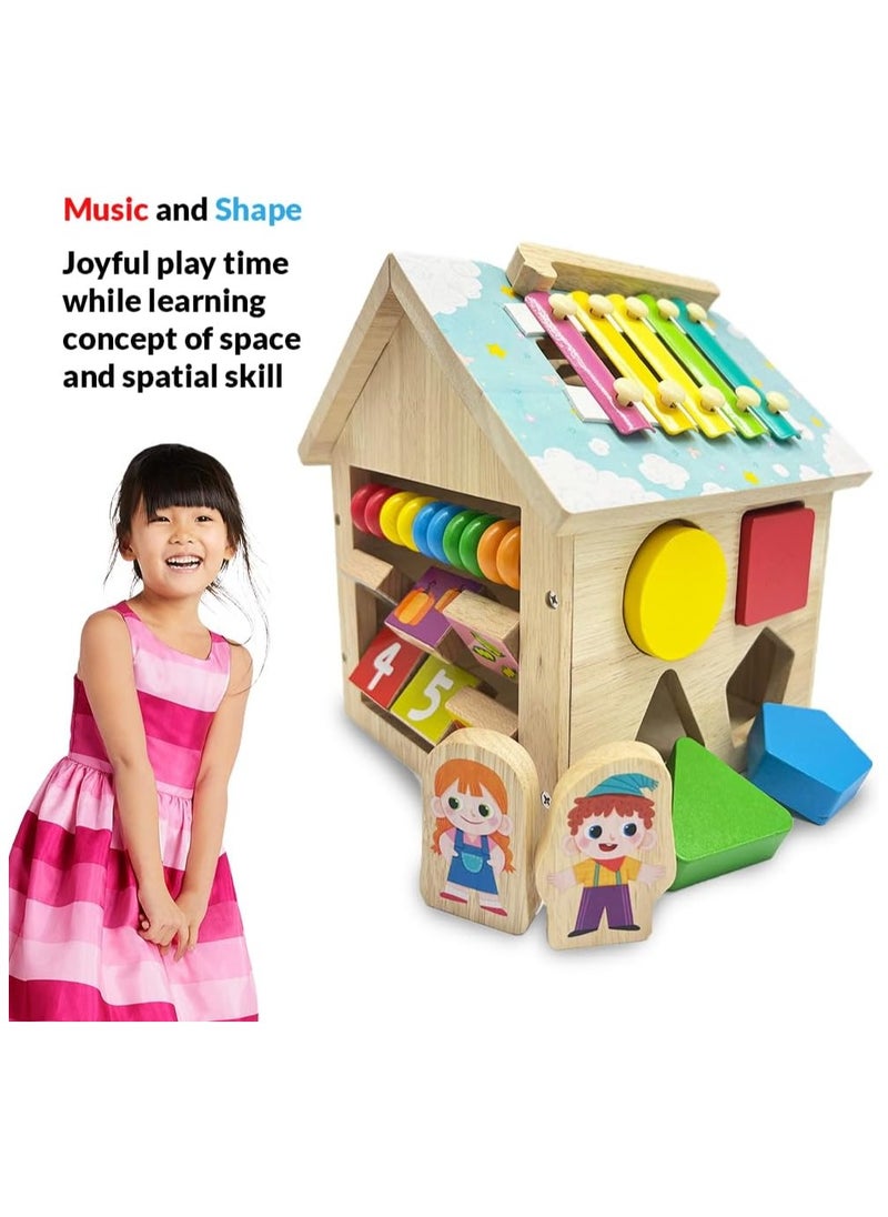 TOY GARDEN 8-in-1 Wooden Montessori Busy House Toy – Educational STEM Activity for Kids – Shape Sorting, Puzzle, Color Recognition – Learning Gift for Boys & Girls  - Image 3