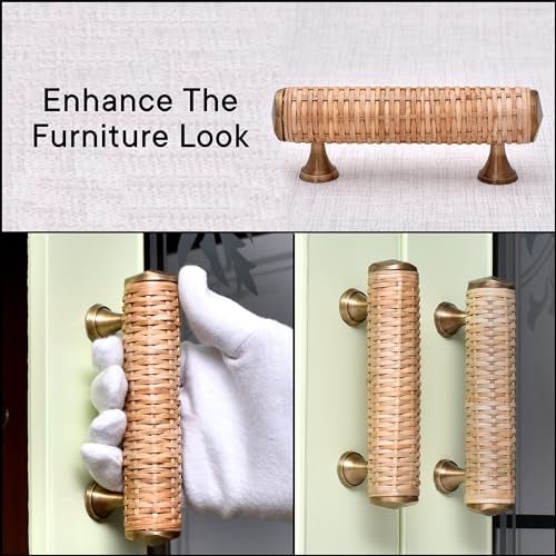 Indian-Shelf Decorative Brass Rattan Drawer Pulls Boho Wooden Cabinet Handles Unique Dresser Door Handles Interior- 2 Piece (Style 5) - Image 5