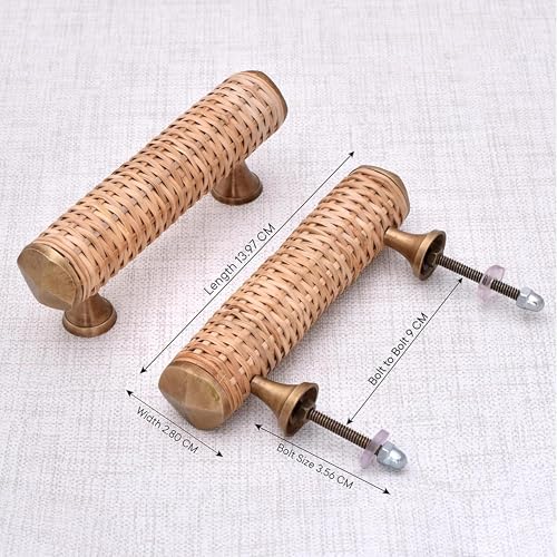 Indian-Shelf Decorative Brass Rattan Drawer Pulls Boho Wooden Cabinet Handles Unique Dresser Door Handles Interior- 2 Piece (Style 5) - Image 2
