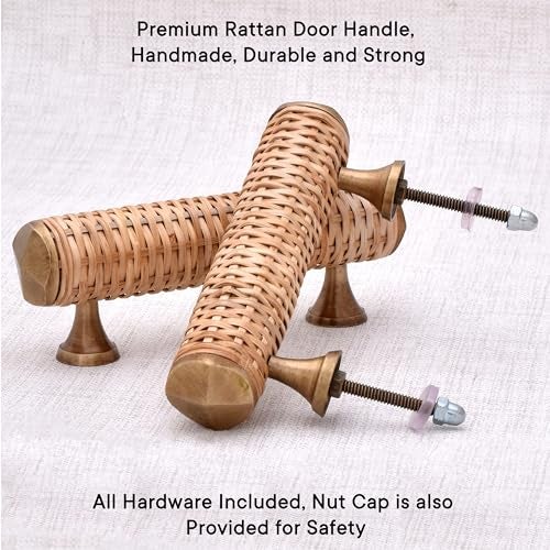 Indian-Shelf Decorative Brass Rattan Drawer Pulls Boho Wooden Cabinet Handles Unique Dresser Door Handles Interior- 2 Piece (Style 5) - Image 3