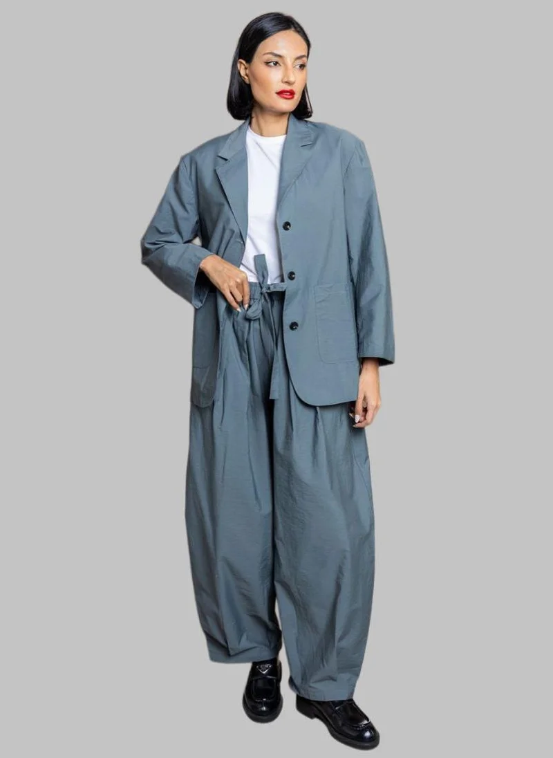 Bond Dark Grey Lightweight Blazer and Wide-Leg Pants Co-Ord Set