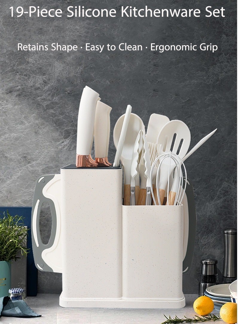 تي دي هوم 1.9 كغم: مزيج مثالي من السيليكون الغذائي وفولاذ 3Cr13 المقاوم للصدأ - مجموعة أدوات مطبخ وسكاكين 19 قطعة - Image 3