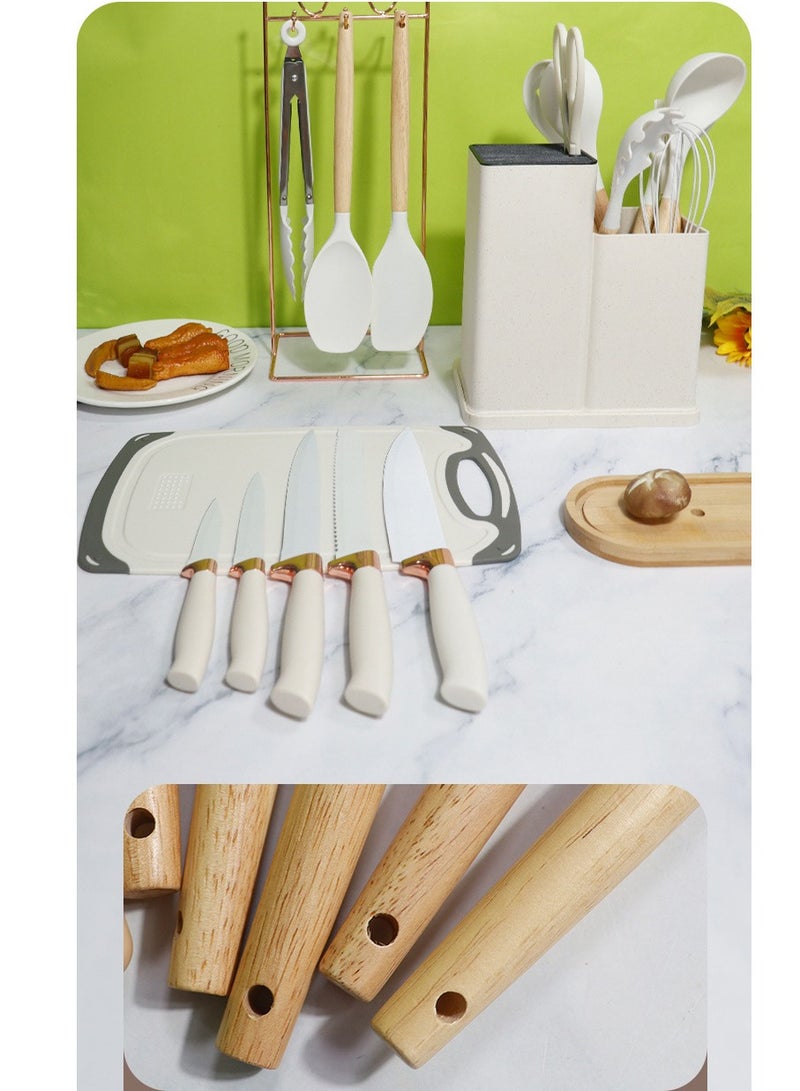 تي دي هوم 1.9 كغم: مزيج مثالي من السيليكون الغذائي وفولاذ 3Cr13 المقاوم للصدأ - مجموعة أدوات مطبخ وسكاكين 19 قطعة - Image 4