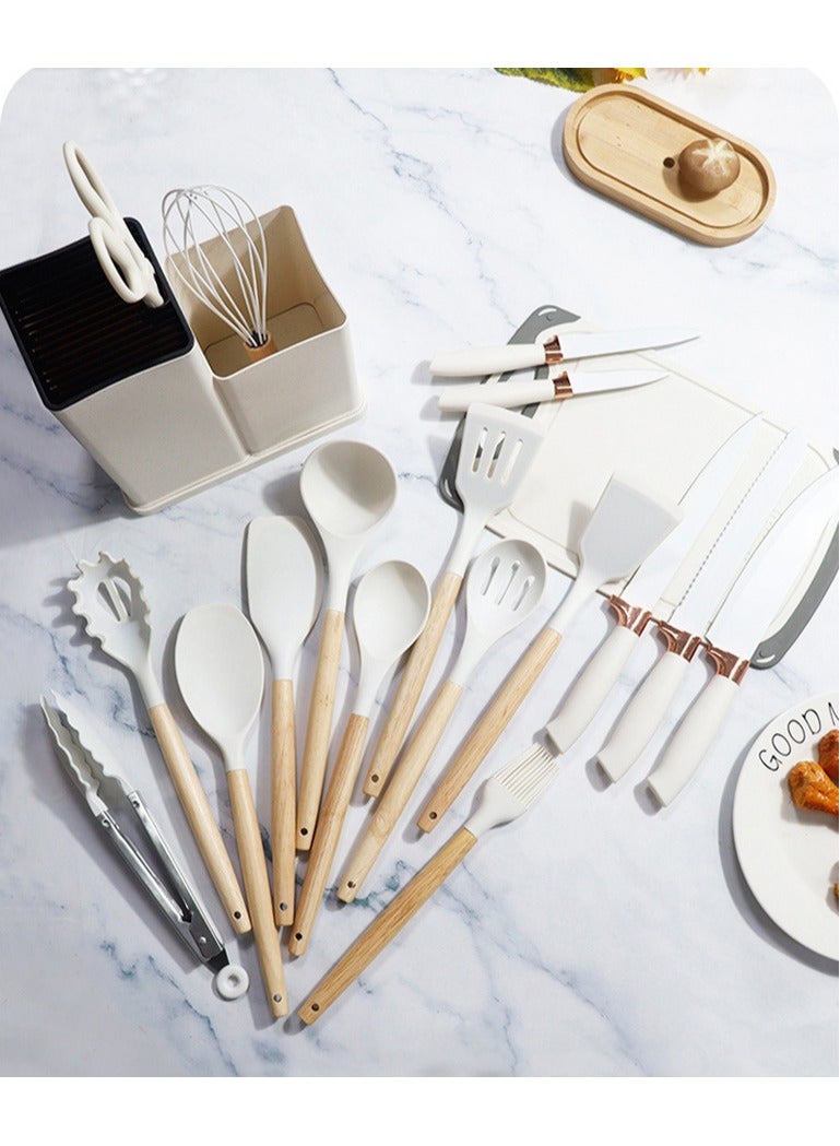 تي دي هوم 1.9 كغم: مزيج مثالي من السيليكون الغذائي وفولاذ 3Cr13 المقاوم للصدأ - مجموعة أدوات مطبخ وسكاكين 19 قطعة - Image 5