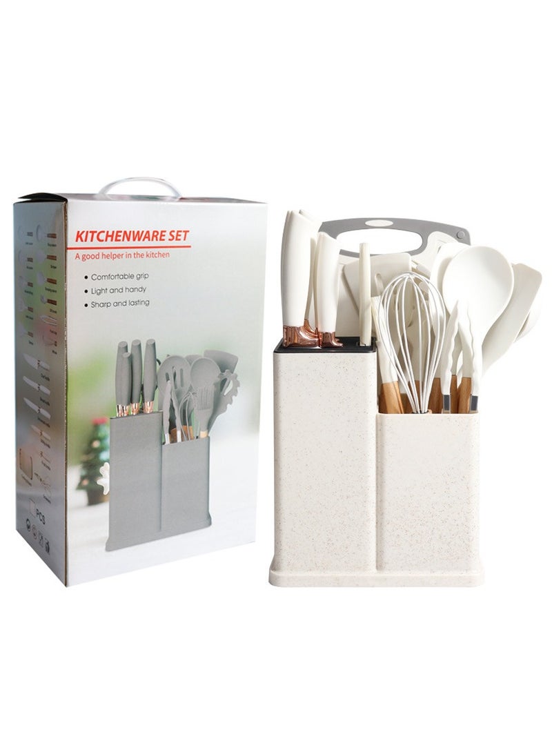 تي دي هوم 1.9 كغم: مزيج مثالي من السيليكون الغذائي وفولاذ 3Cr13 المقاوم للصدأ - مجموعة أدوات مطبخ وسكاكين 19 قطعة - Image 2