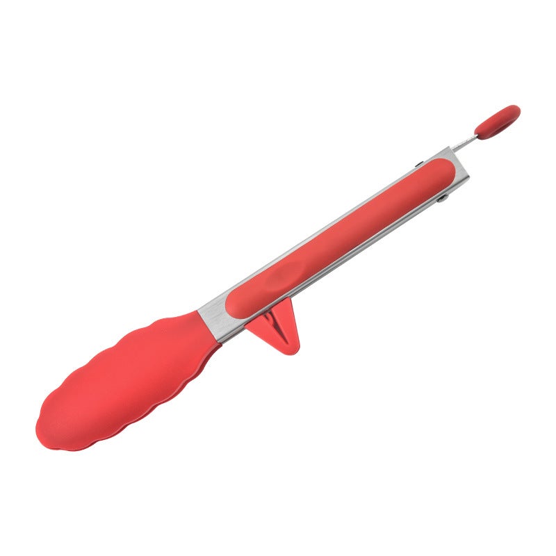 Silicone Kitchen Tongs for BBQ and Buffets Red plum clip (OPP bag)