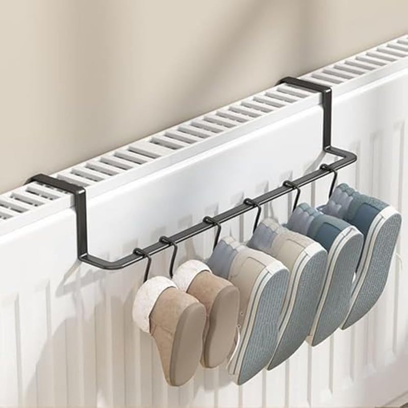 رف تجفيف الملابس المضغوط بإطار حديدي مع خطافات لتنظيم الغسيل في الداخل والخارج - Image 3