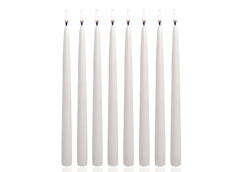 Rambue Classic Hand Dipped Taper Candles 12 Inch Tall Set of 12 White