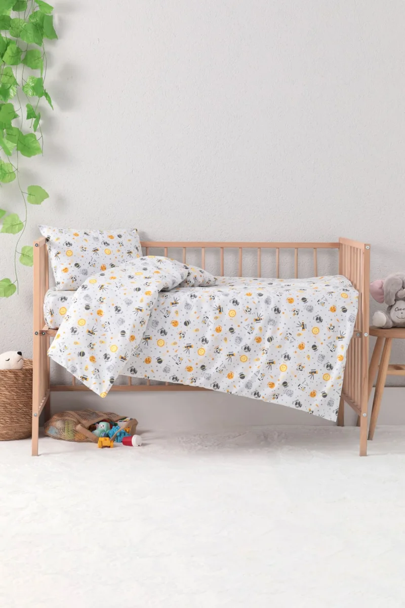 Favora Baby 100% Cotton Astronaut Baby Duvet Cover Set - Gray