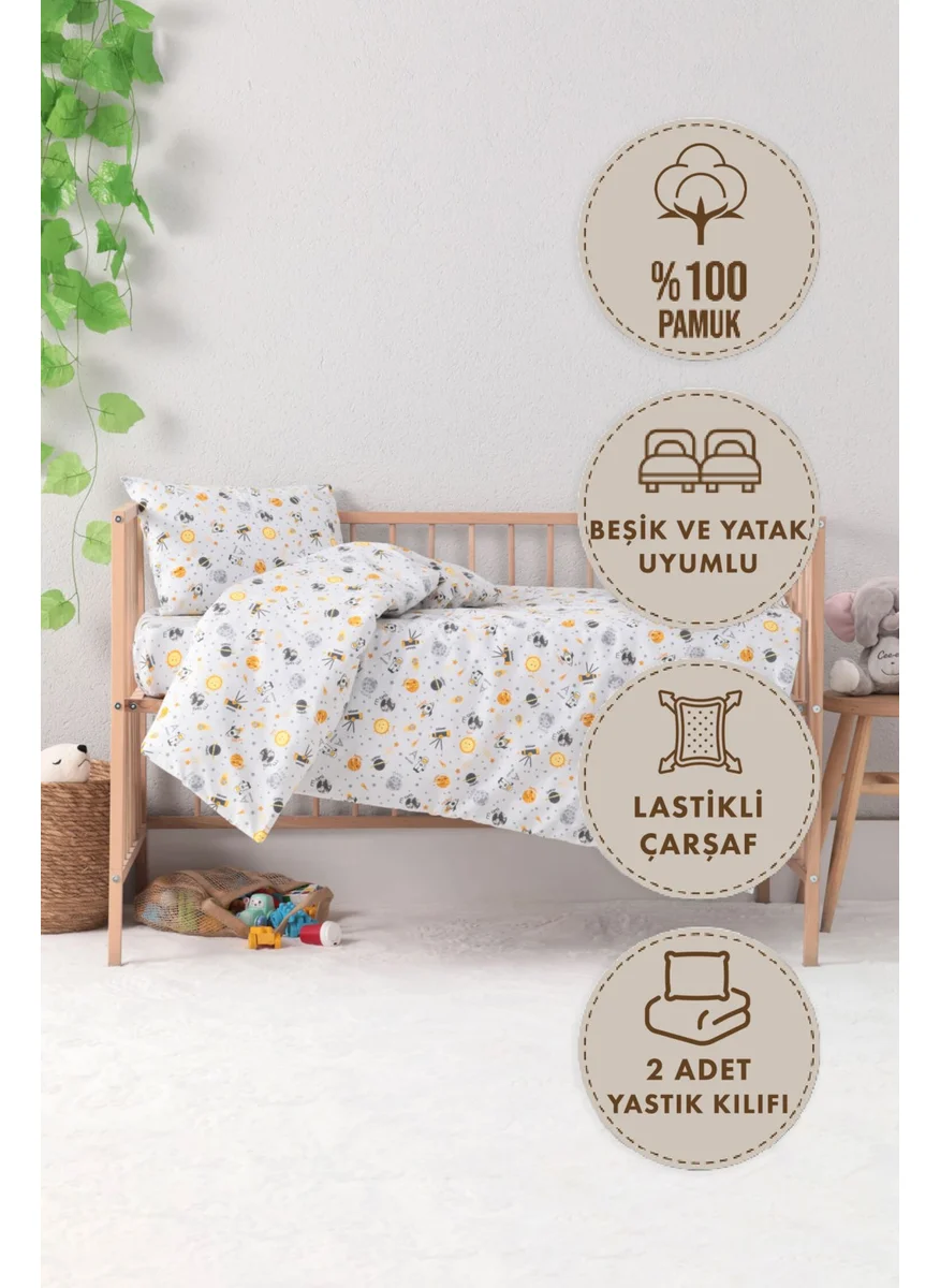 Favora Baby 100% Cotton Astronaut Baby Duvet Cover Set - Gray