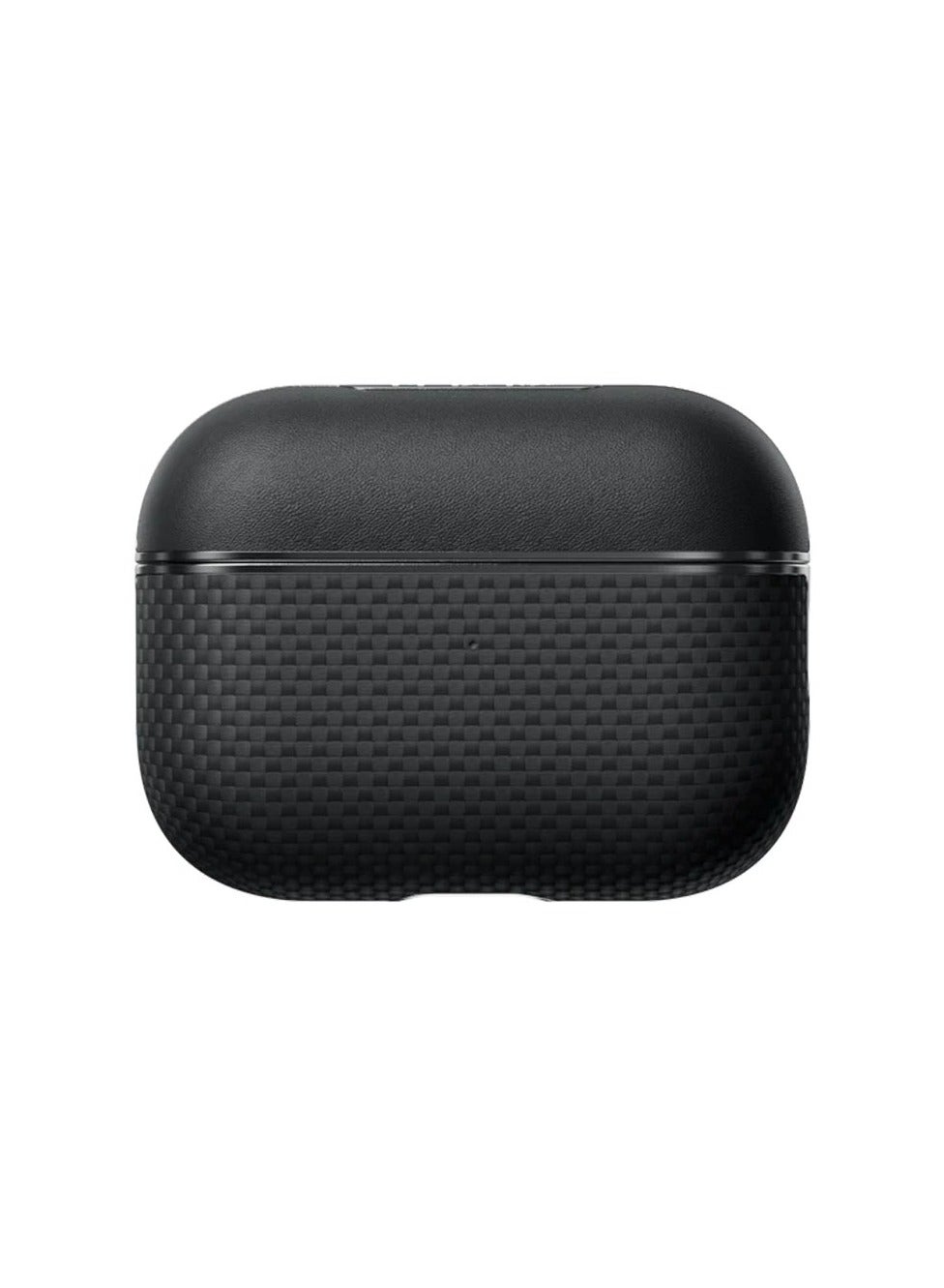 Pitaka Aramid Fiber Magnetic Case for AirPods Pro 2, Dual-Material Leather & Aramid Fiber Design, Built-in N52 Magnets, Electroplated Frame, Acoustic Channeling – Black Grey