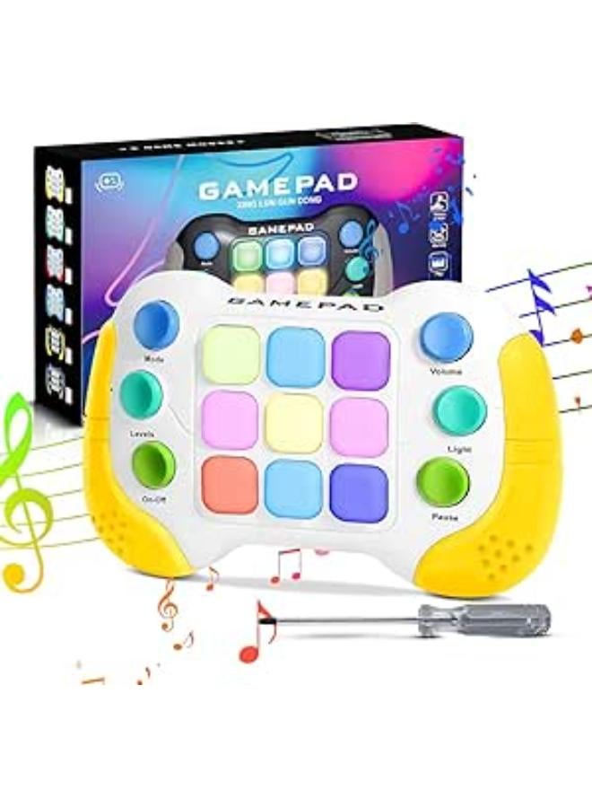 لعبة دفع سريع بخمسة أوضاع مع صوت وضوء، لعبة تعليمية، لعبة ذاكرة مضادة للتوتر، لعبة فيدجيت (أصفر أبيض)