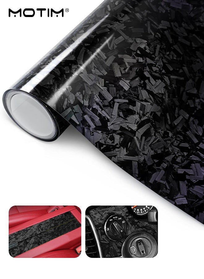 Motim Matte Black Forged Carbon Fiber Vinyl Wrap 30 X 150CM, Diy Self-Adhesive Waterproof Wrapping Protective Film for Cars, SUVs, Trucks & Motorcycles - Image 1
