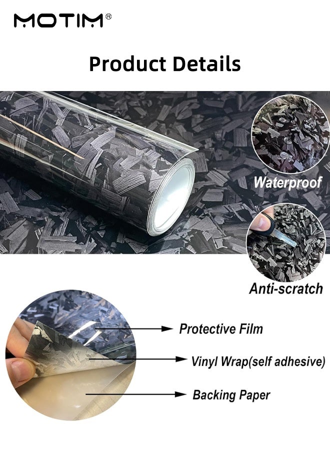 Motim Matte Black Forged Carbon Fiber Vinyl Wrap 30 X 150CM, Diy Self-Adhesive Waterproof Wrapping Protective Film for Cars, SUVs, Trucks & Motorcycles - Image 4