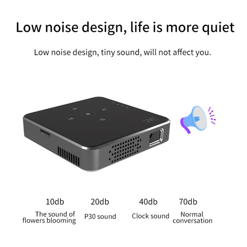 Mini Dlp Projector 640*360 Pixel - High Stream Brightness Palm-Size Portable Projector With Built-In Speakers Touch Buttons Rich Interfaces For Home Theater Outdoor Use - Image 5