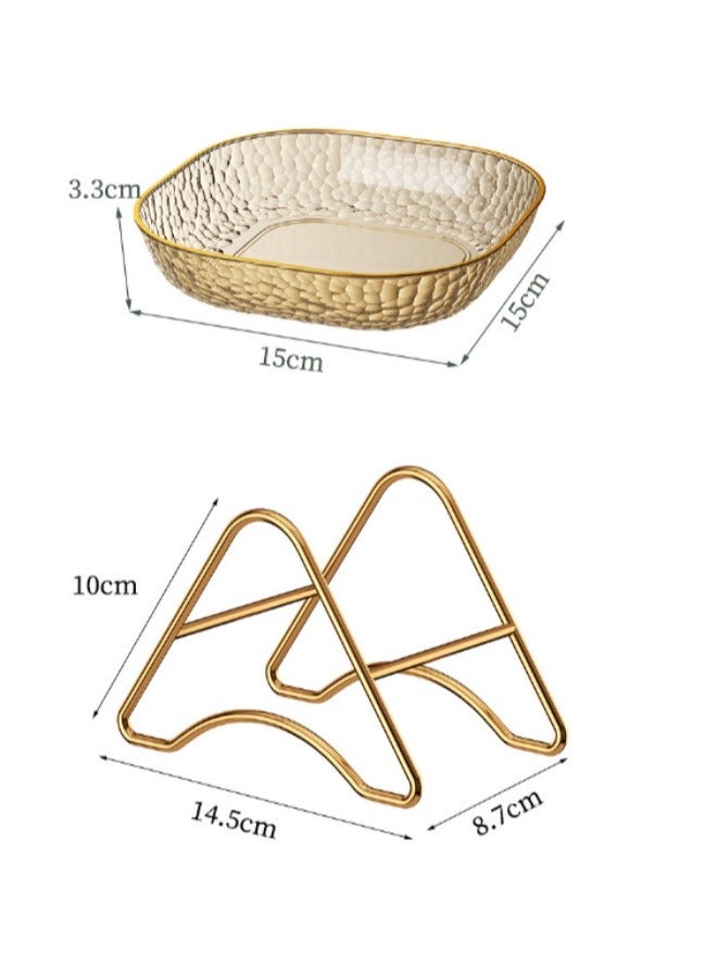 6 قطع وقاعدة أطباق شفافة عالية الجودة، وألواح بصق العظام، وألواح عظم طاولة الطعام، وأطباق بلاستيكية صالحة للطعام، وأطباق الفاكهة، وأطباق الخضروات، وأطباق الوجبات الخفيفة. - Image 4