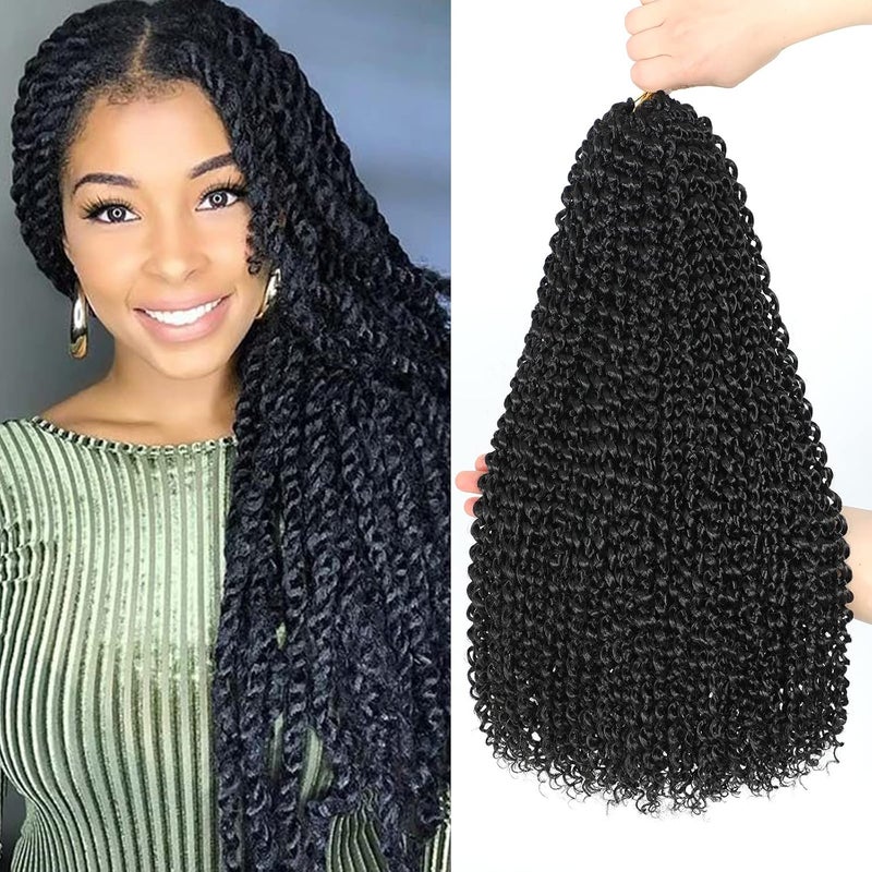 Dansama 7 Packs Passion Twist Hair Water Wave Braiding Hair for Butterfly Style Crochet Braids Bohemian Hair Extensions (18inch (Pack of 7), #1B) - Image 1