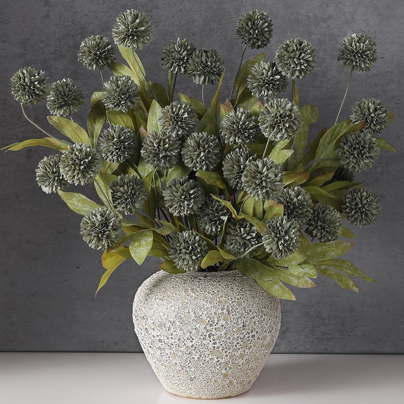 VIERENA 12 Pcs Faux Silk Pompon Mum Artificial Flowers for Vase 27 Bulk Fake Chrysanth Branches with Stems for DIY Bouquet Centerpieces Wedding Fillers Arrangements Shower Decorations Dark Gray - Image 2