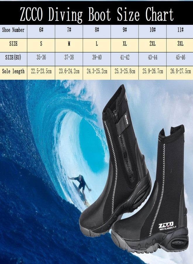 ZCCO1 5mm Diving Boots Neoprene Boots with Anti-Slip Rubber Sole, Scuba Snorkeling Boots for Water Sports Snorkeling, Scuba Diving, Canyoning with Carry Bag (Black, 6) - Image 3