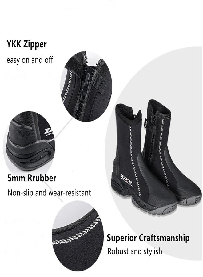 ZCCO1 5mm Diving Boots Neoprene Boots with Anti-Slip Rubber Sole, Scuba Snorkeling Boots for Water Sports Snorkeling, Scuba Diving, Canyoning with Carry Bag (Black, 6) - Image 5