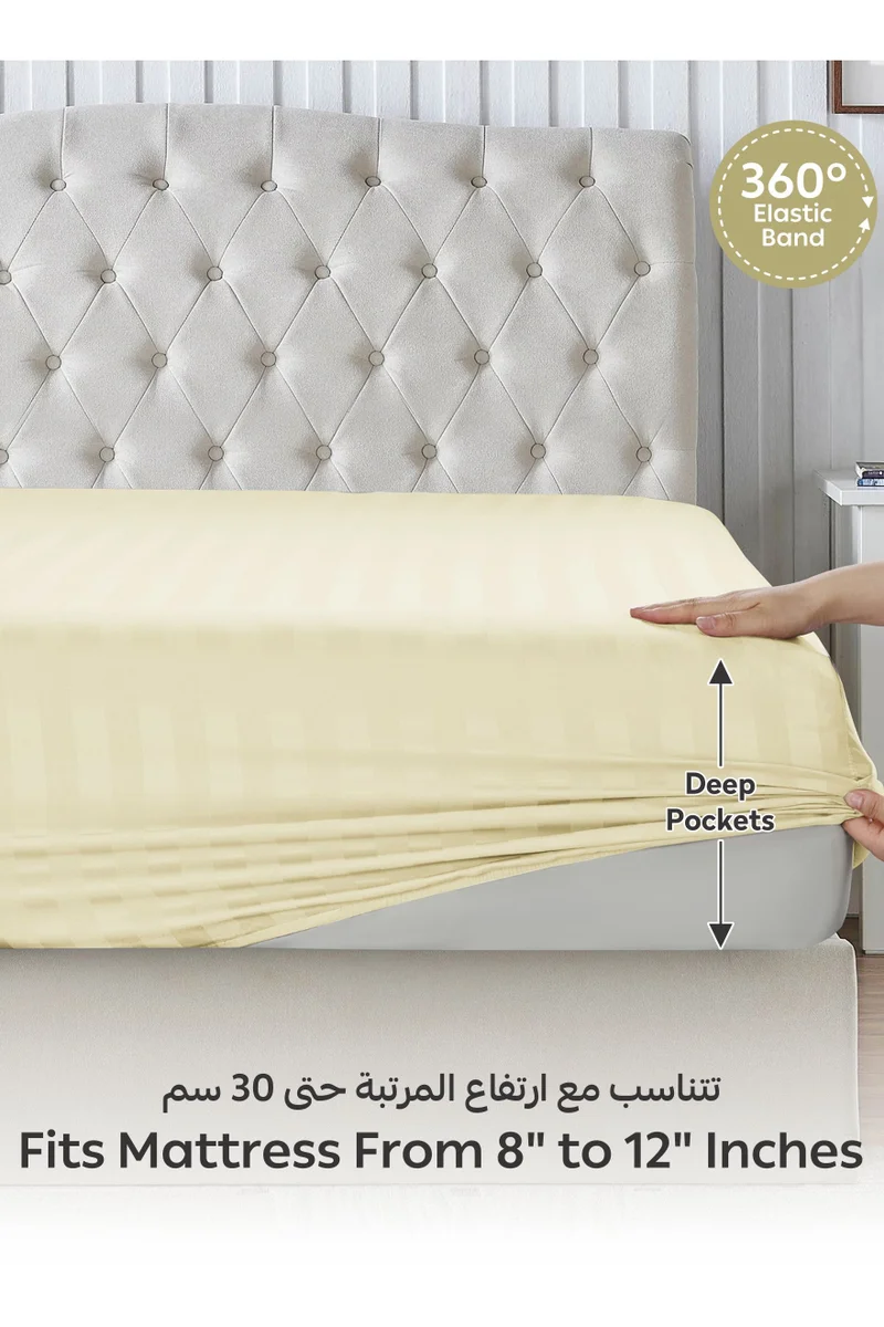 دوناتيلا طقم شرشف سرير مقلم 2 قطع مقاس مفرد 90×200+ 30 سم, مايكروفايبر مقاوم للحساسية شرشف باطراف مطاط و2 غطاء وسادة