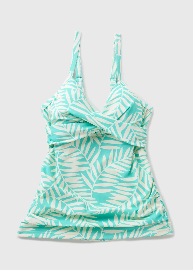ماتلان Blue Leaf Print Shapewear Tankini Top