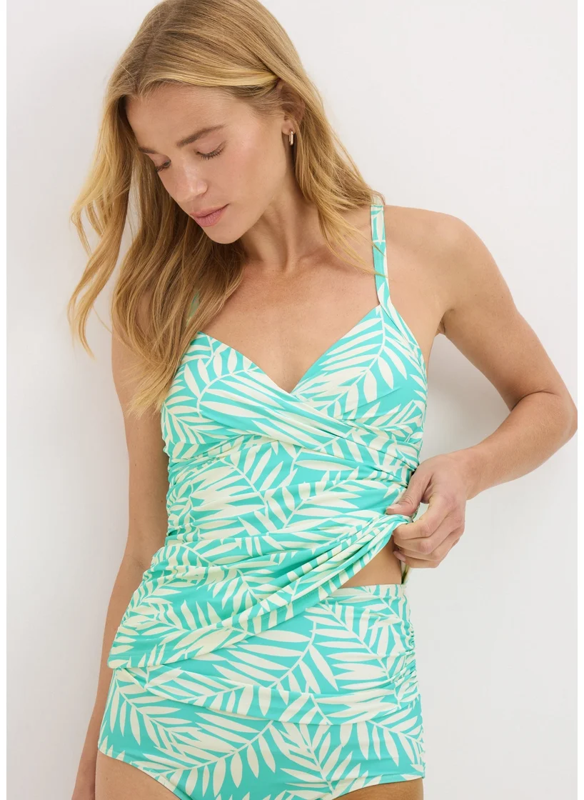 Matalan Blue Leaf Print Shapewear Tankini Top