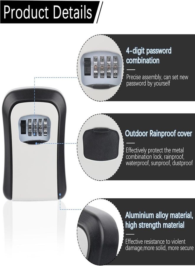 SHOPO (LABEL) Key Lock Box Outdoor with Code – Wall Mount Security Lockbox for Spare Keys Outside Combination Keybox for Home, Office, Garage - Image 2