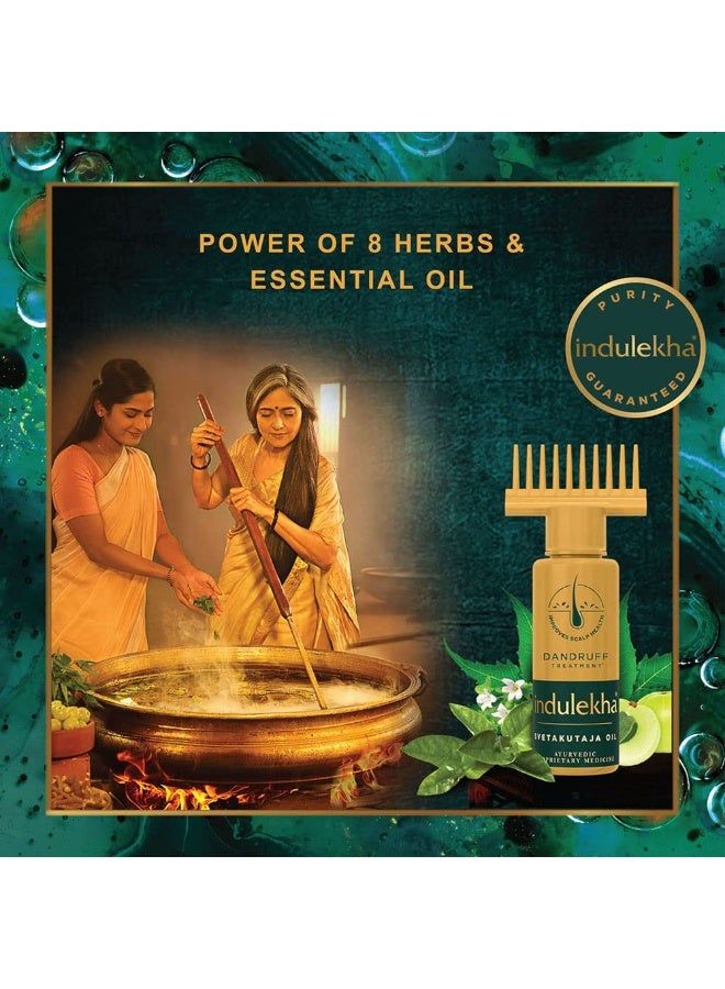 Indulekha Svetakutaja Ayurvedic Hair Oil 50 ml|Ayurvedic Medicinal oil for dandruff treatment with Svetakutaja- Comb Applicator Bottle for Men & Women - Image 4