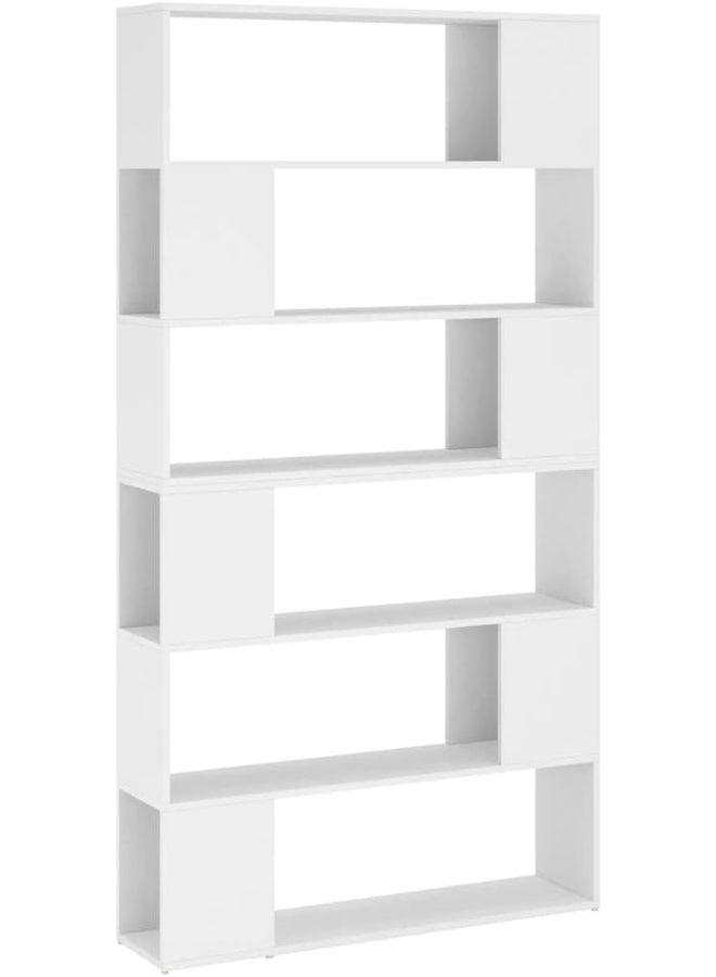 PURADAY White Bookcase Divider – 100×24×188 cm Wall Shelf Wooden Storage Unit - Image 3