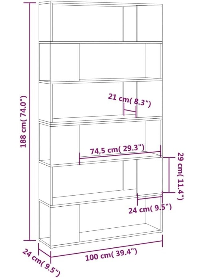 PURADAY White Bookcase Divider – 100×24×188 cm Wall Shelf Wooden Storage Unit - Image 2