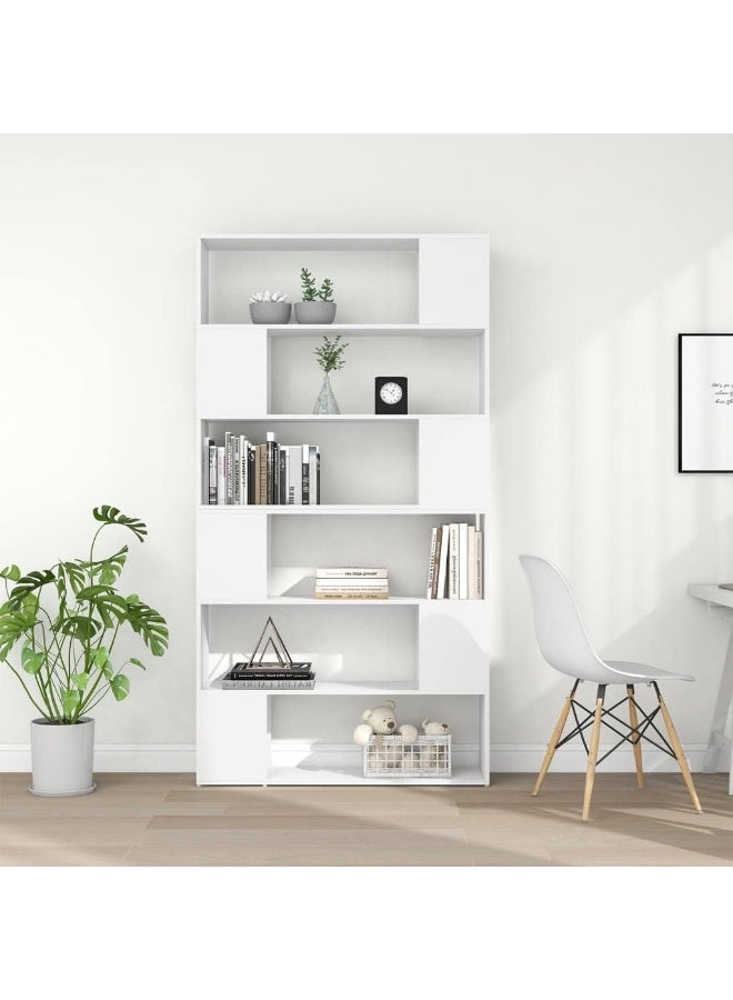 PURADAY White Bookcase Divider – 100×24×188 cm Wall Shelf Wooden Storage Unit - Image 4