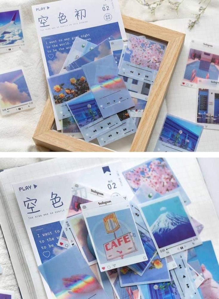 KASTWAVE Scrapbooking Stickers Set, Film Picture Street Building Blue Sky Self-Adhesive Decals for Diary Journaling Stationery Planner Notebook Card DIY Arts Crafts 160 Pieces  - Image 5